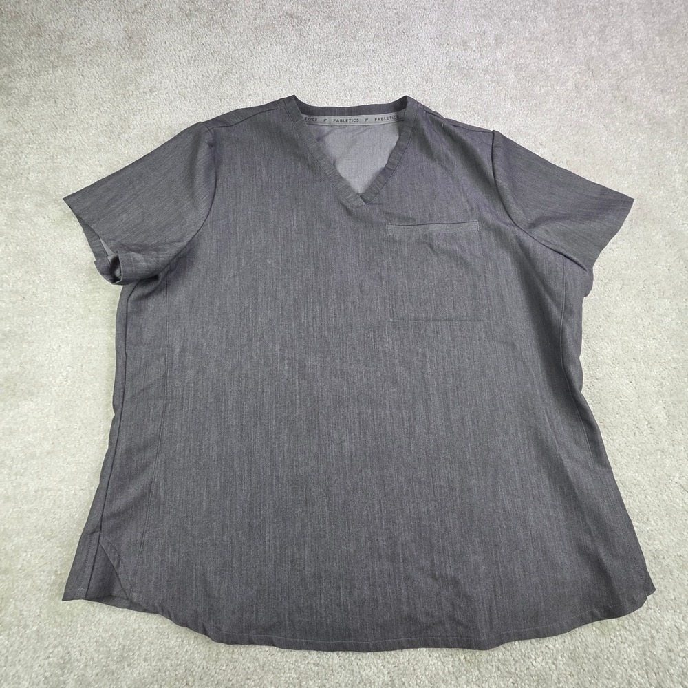 Fabletics Women's Vital Scrub Top Gray‎ Size XL Medical Dental Vet Tech